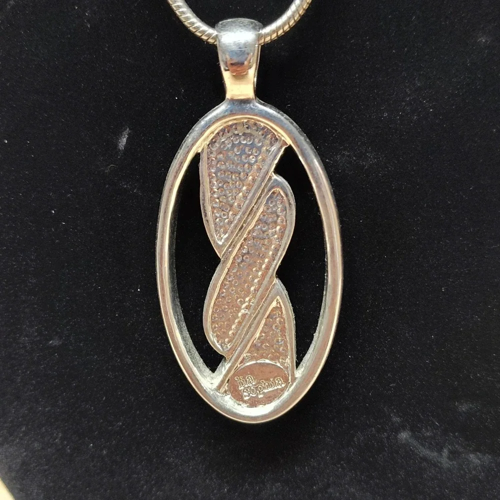 Lia Sophia Mother of Pearl asymmetrical oval abalone inlay white enamel sparkles
